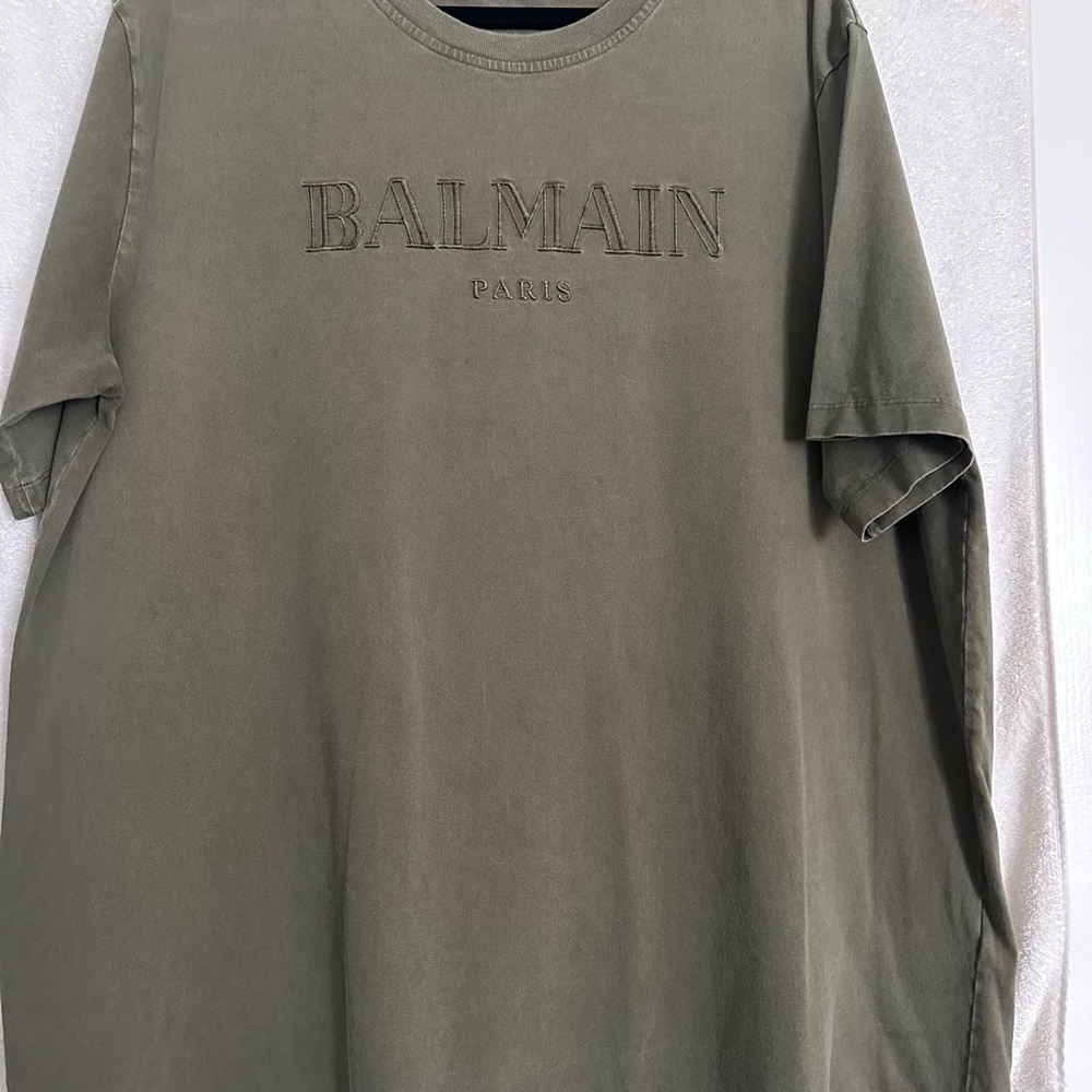 Balmain Olive Green Short Sleeve Tee